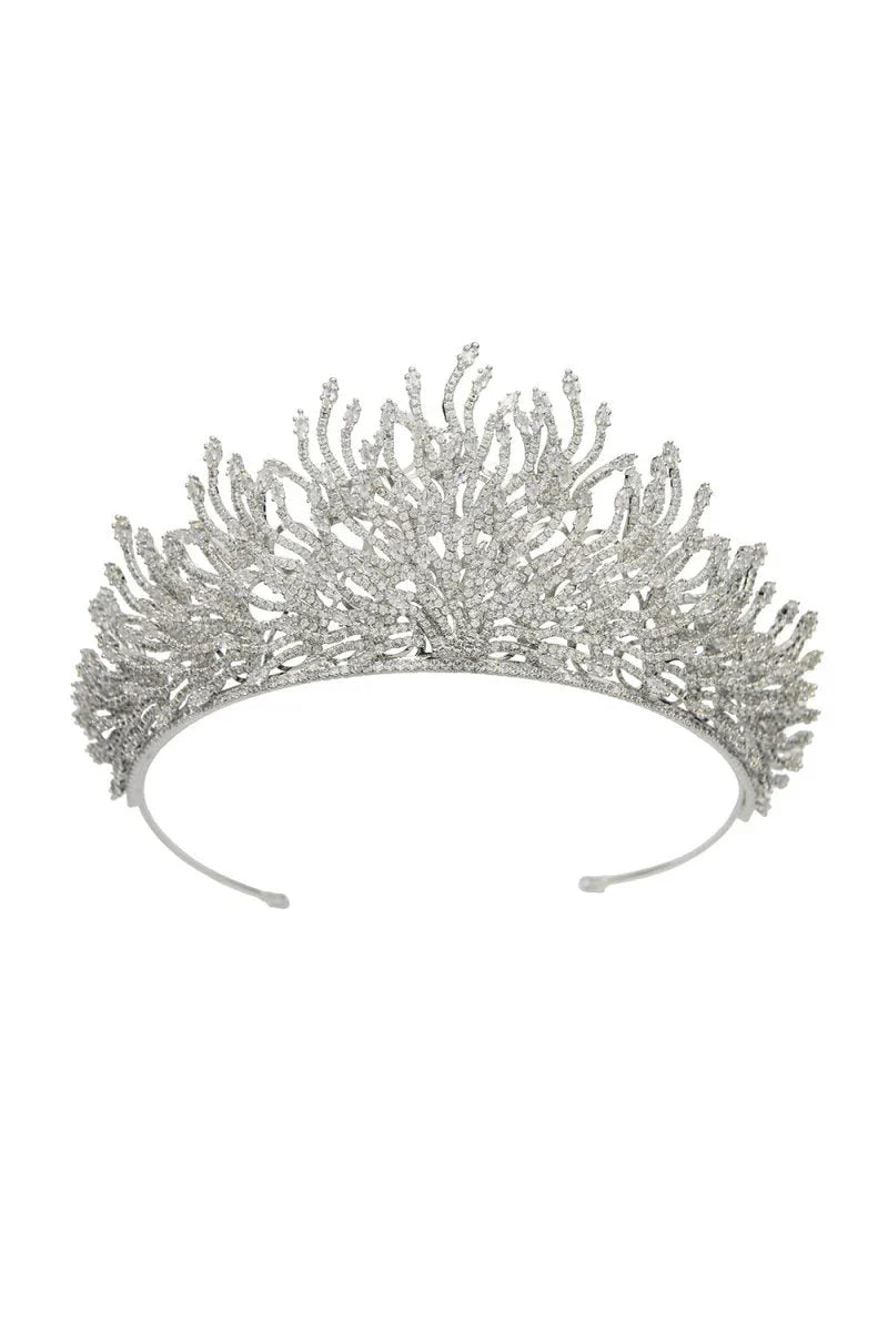 Silver Feather Shaped Zirconia Crown