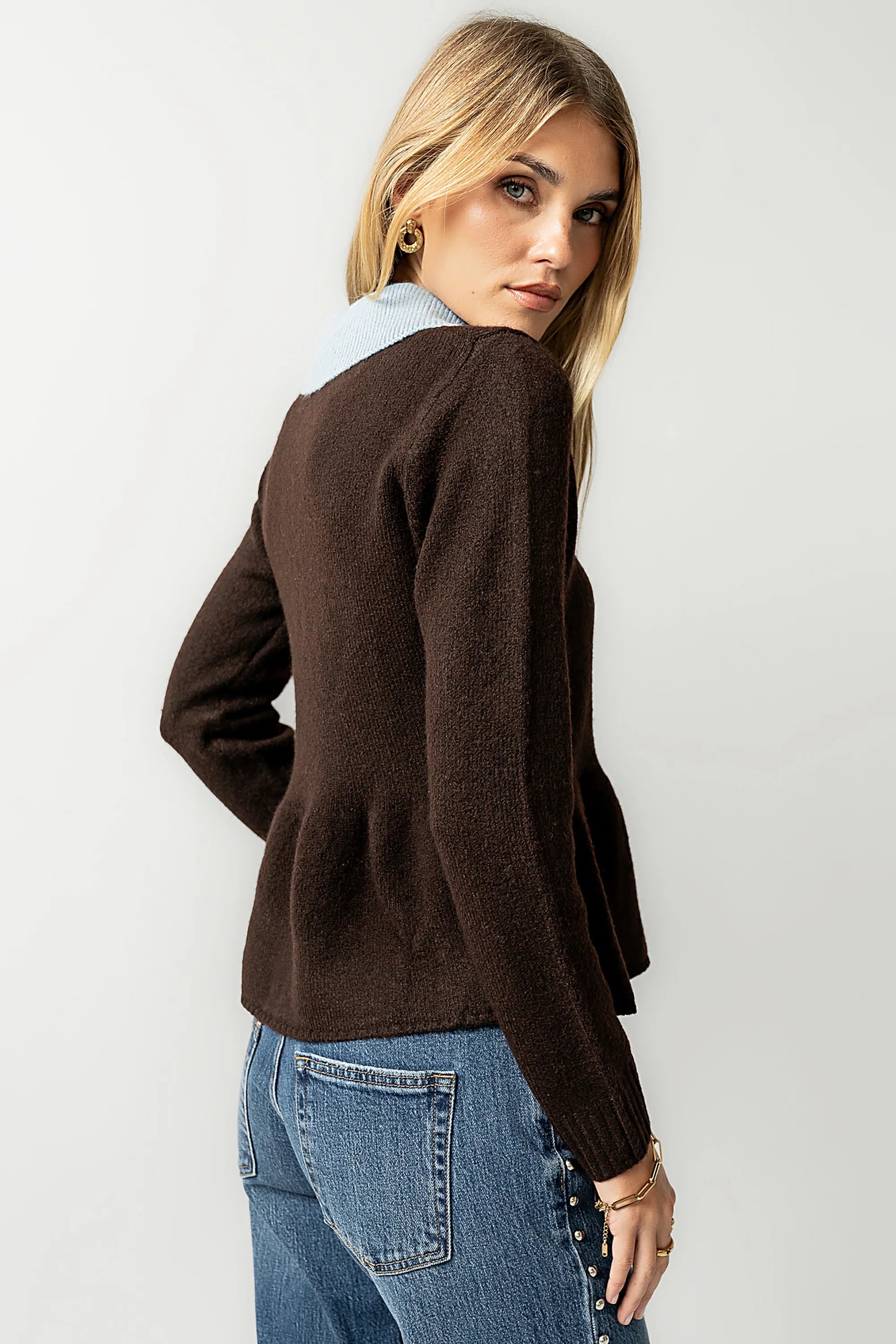 Libby Peplum Sweater in Brown FINAL SALE