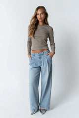 Indiana Striped Top in Beige