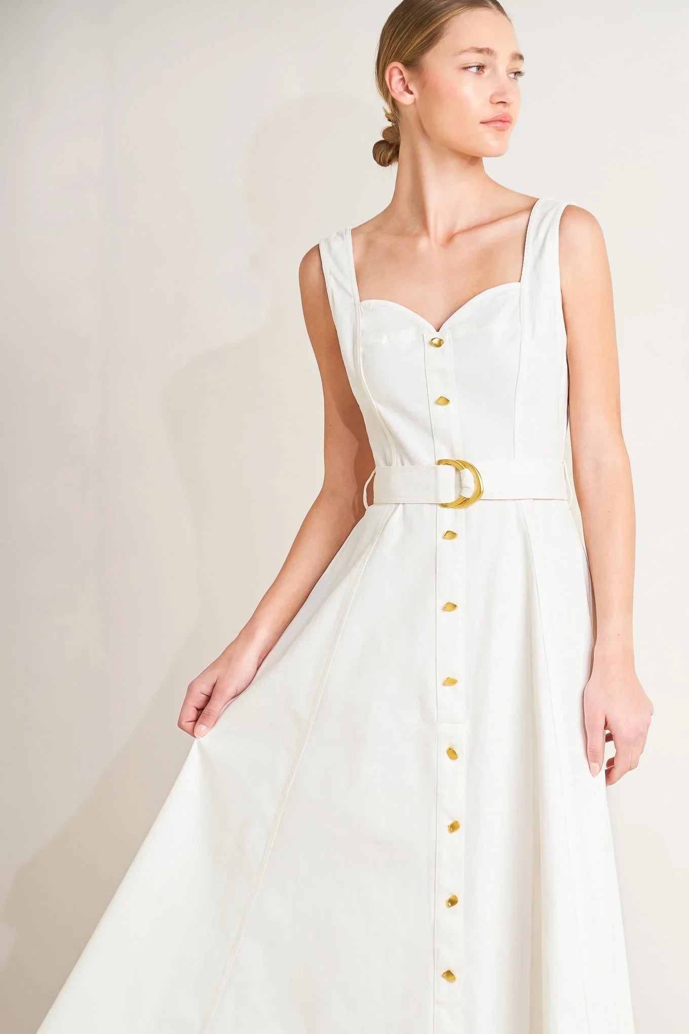 BELLA PORTOFINO WHITE MIDI DRESS