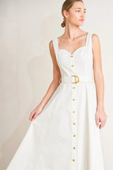 BELLA PORTOFINO WHITE MIDI DRESS