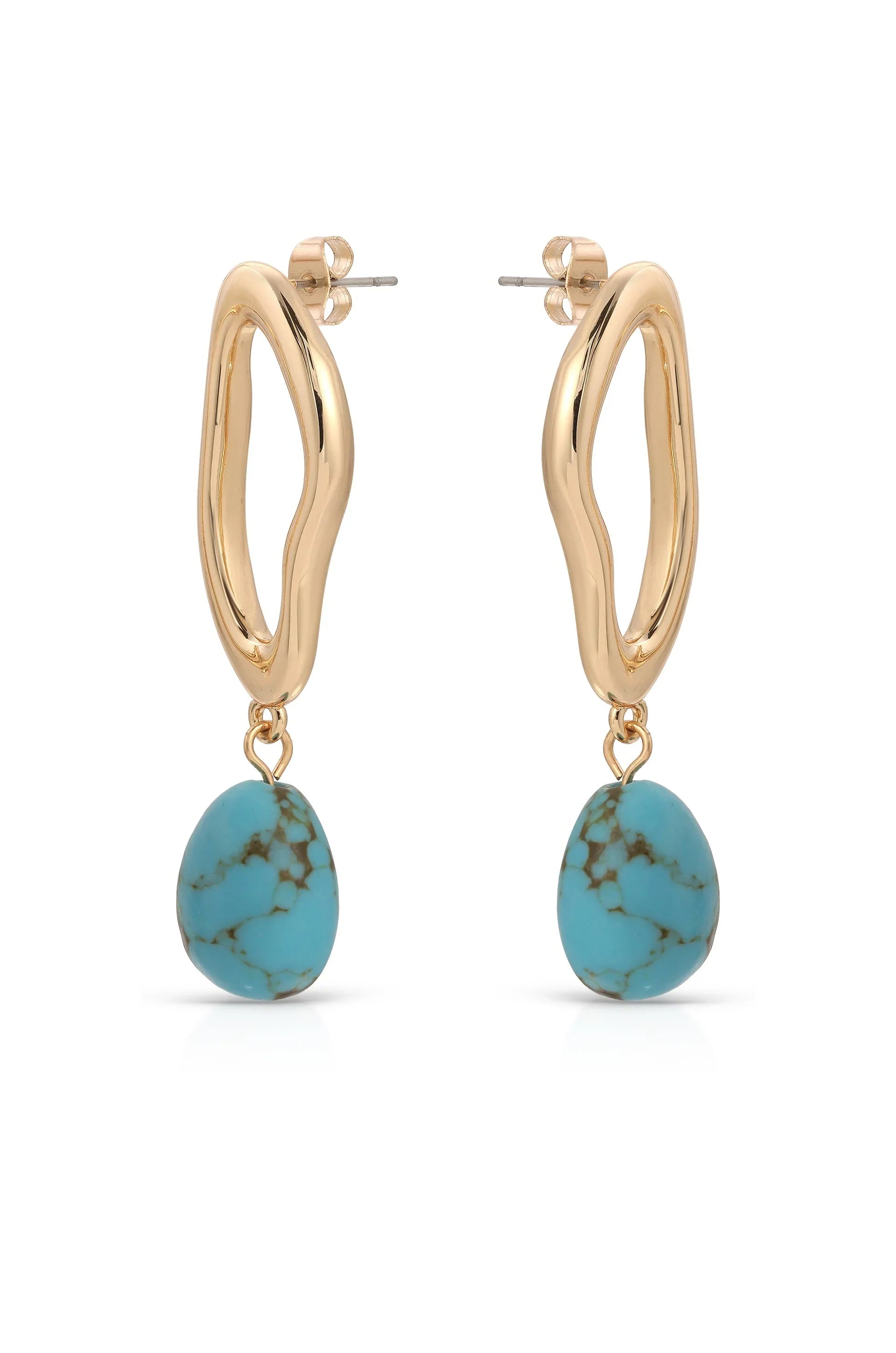 Open Circle Turquoise Dangle Earrings