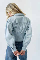 Yena Smocked Blouse in Blue