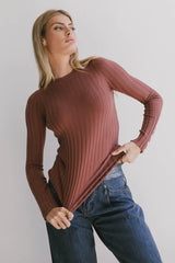 Lonnie Button Sleeve Sweater in Brown FINAL SALE