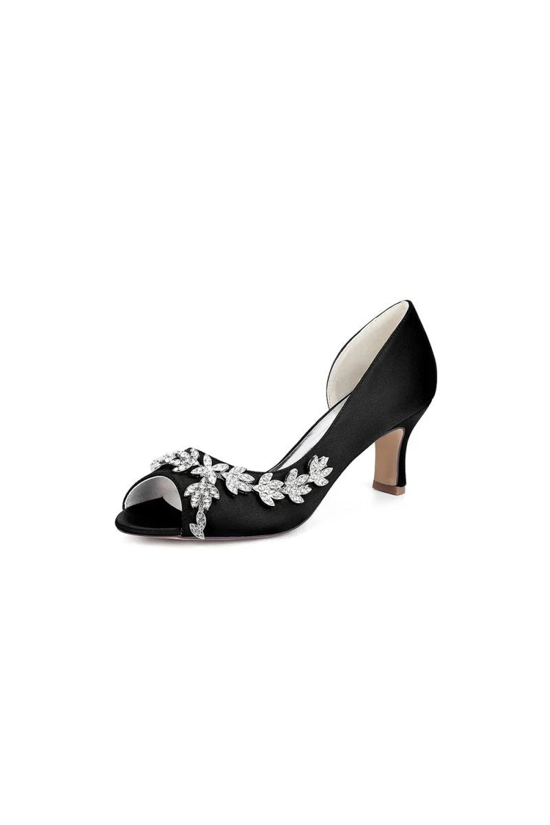 Royal Blue Satin High Heels with Intricate Silver Ornaments 36862 2A