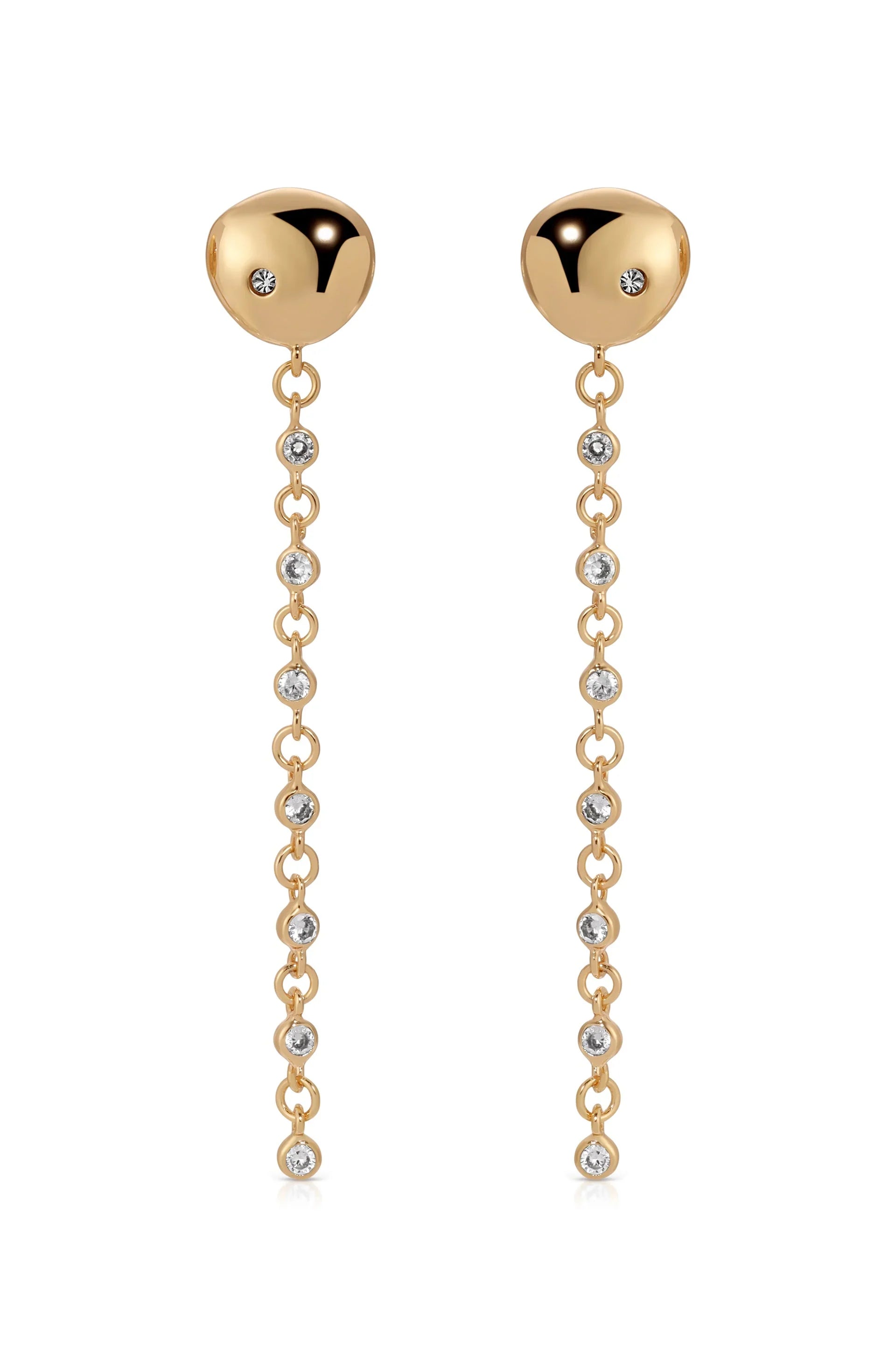 Polished Pebble Linear Chain Earrings
