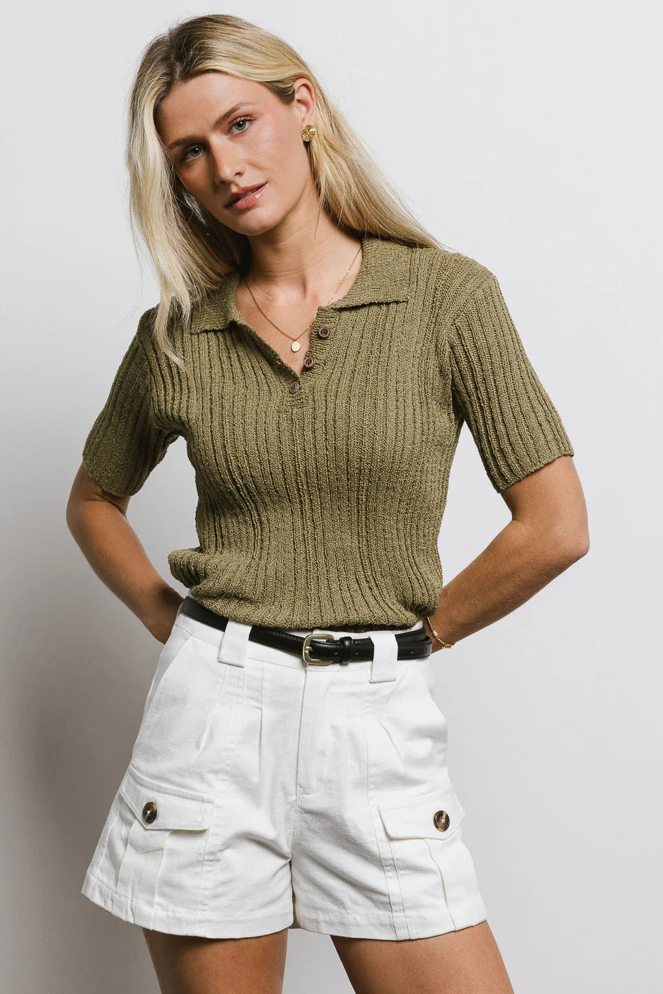 Millie Knit Sweater Top in Olive FINAL SALE