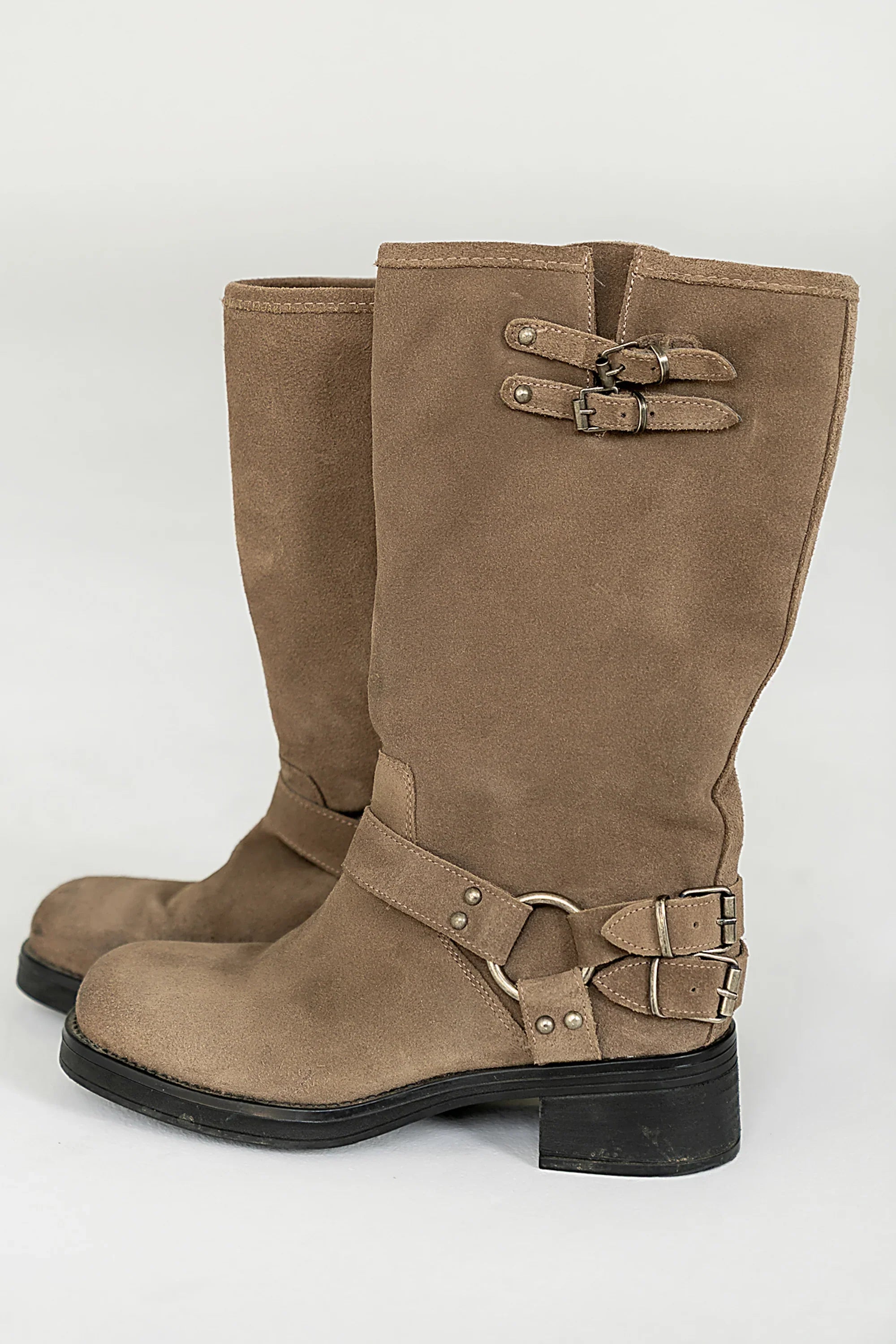 Steve Madden Astor Moto Boot in Taupe Suede FINAL SALE
