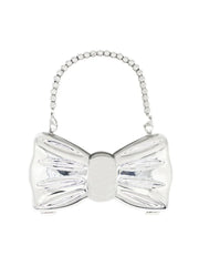 Womens Silver Bow Clutch Mini Evening Bags