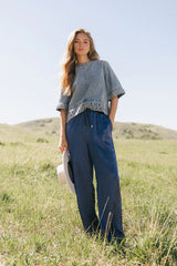 Jana Light Wash Denim Top
