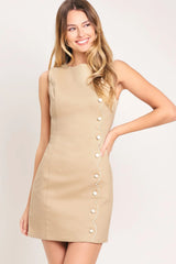 ELEGANT TOUCH TAUPE MINI DRESS