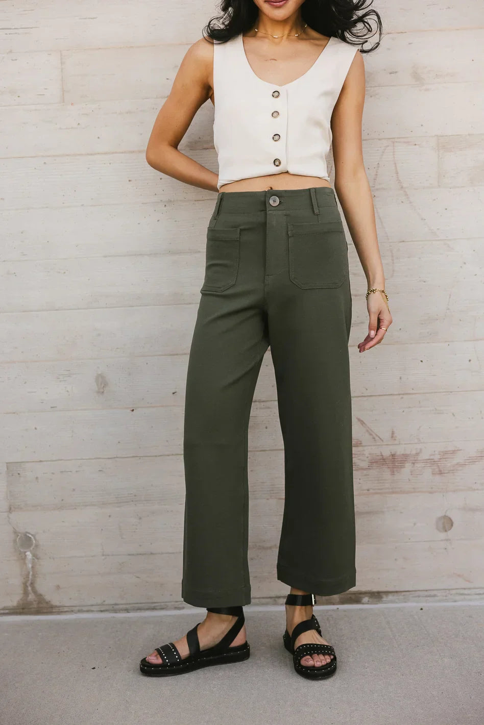 Sadie Wide Leg Pants in Olive FINAL SALE