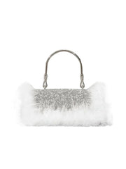 Womens Furry Rhionestones Evening Clutch Bags