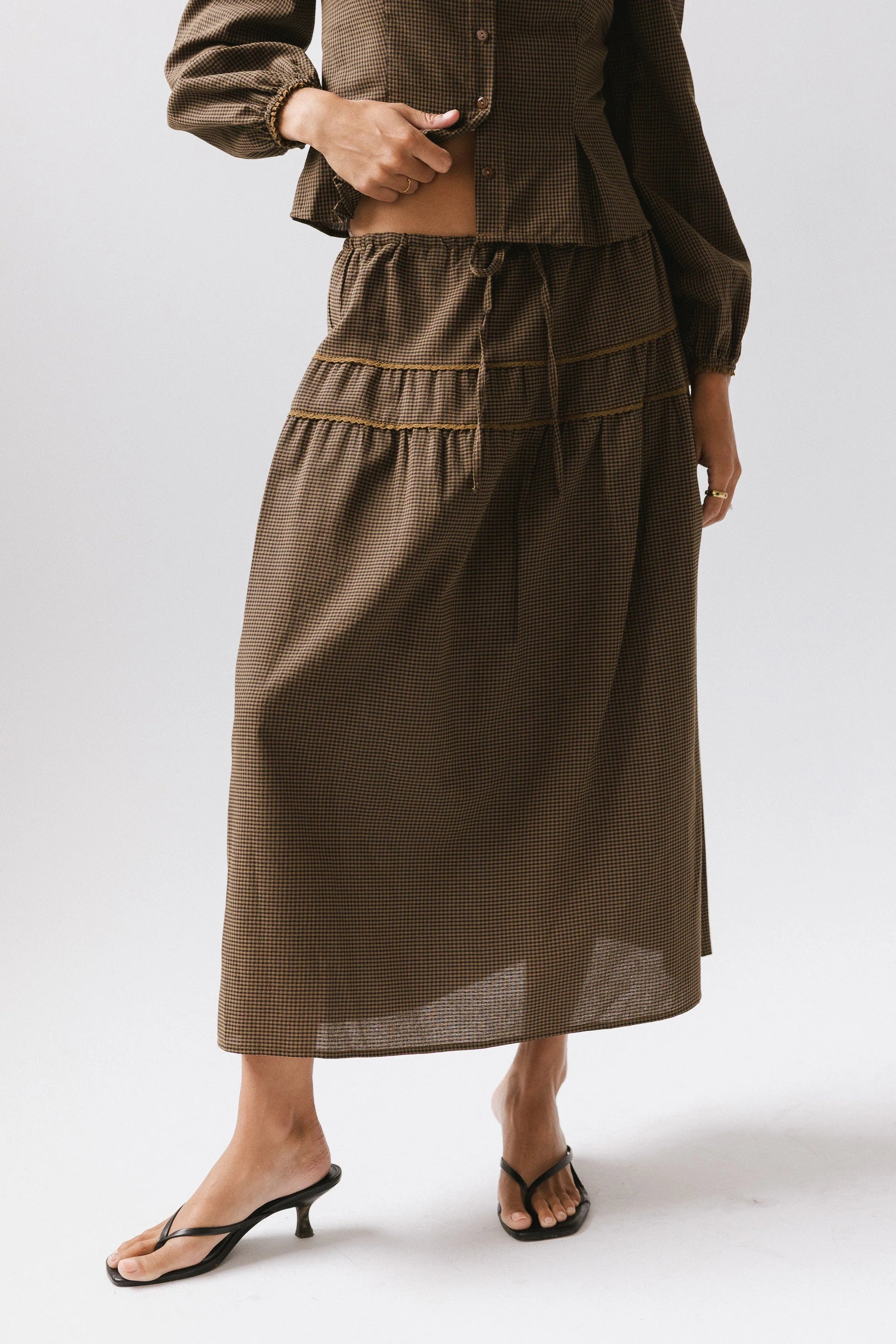 Keira Gingham Midi Skirt FINAL SALE