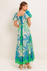 MADDISON MAXI DRESS GREEN BLUE