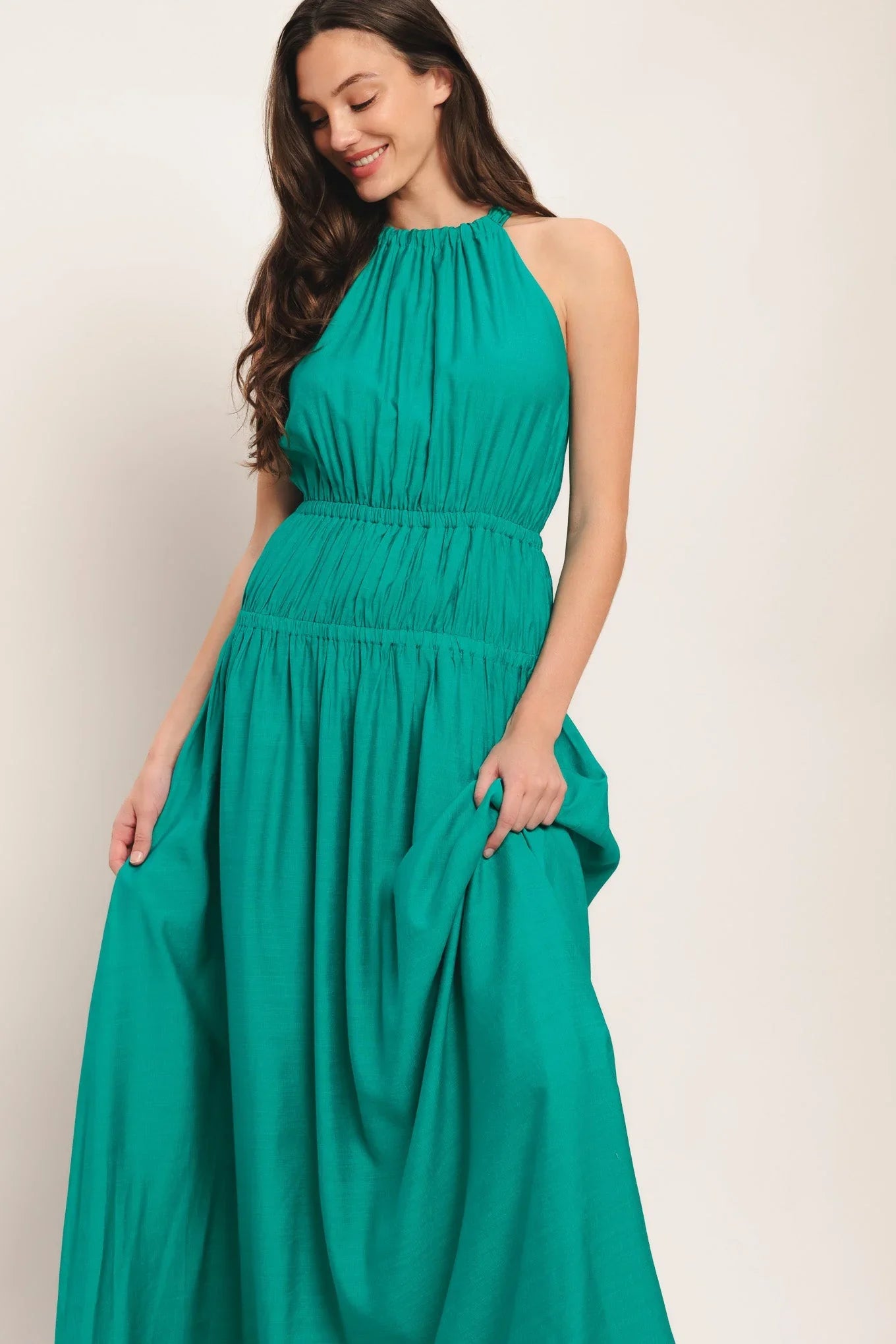 RIVER WALK TEAL MAXI DRESS