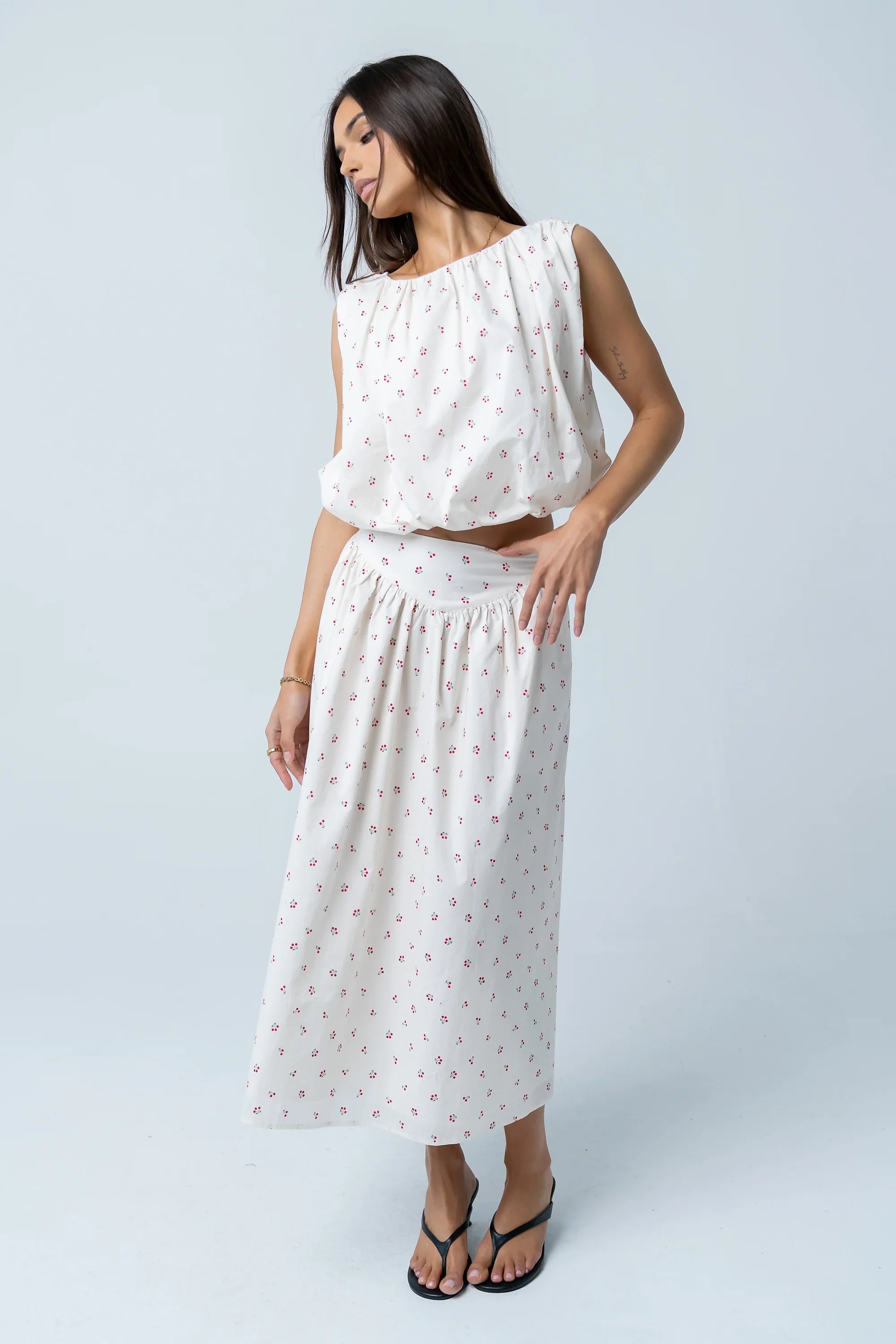 Tyla Cherry Midi Skirt