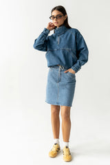 Parker Striped Denim Knee Length Skirt