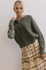 Inda Henley Sweater in Olive FINAL SALE