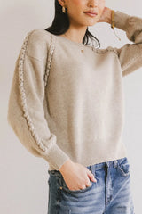 Leony Braided Sweater in Oatmeal FINAL SALE