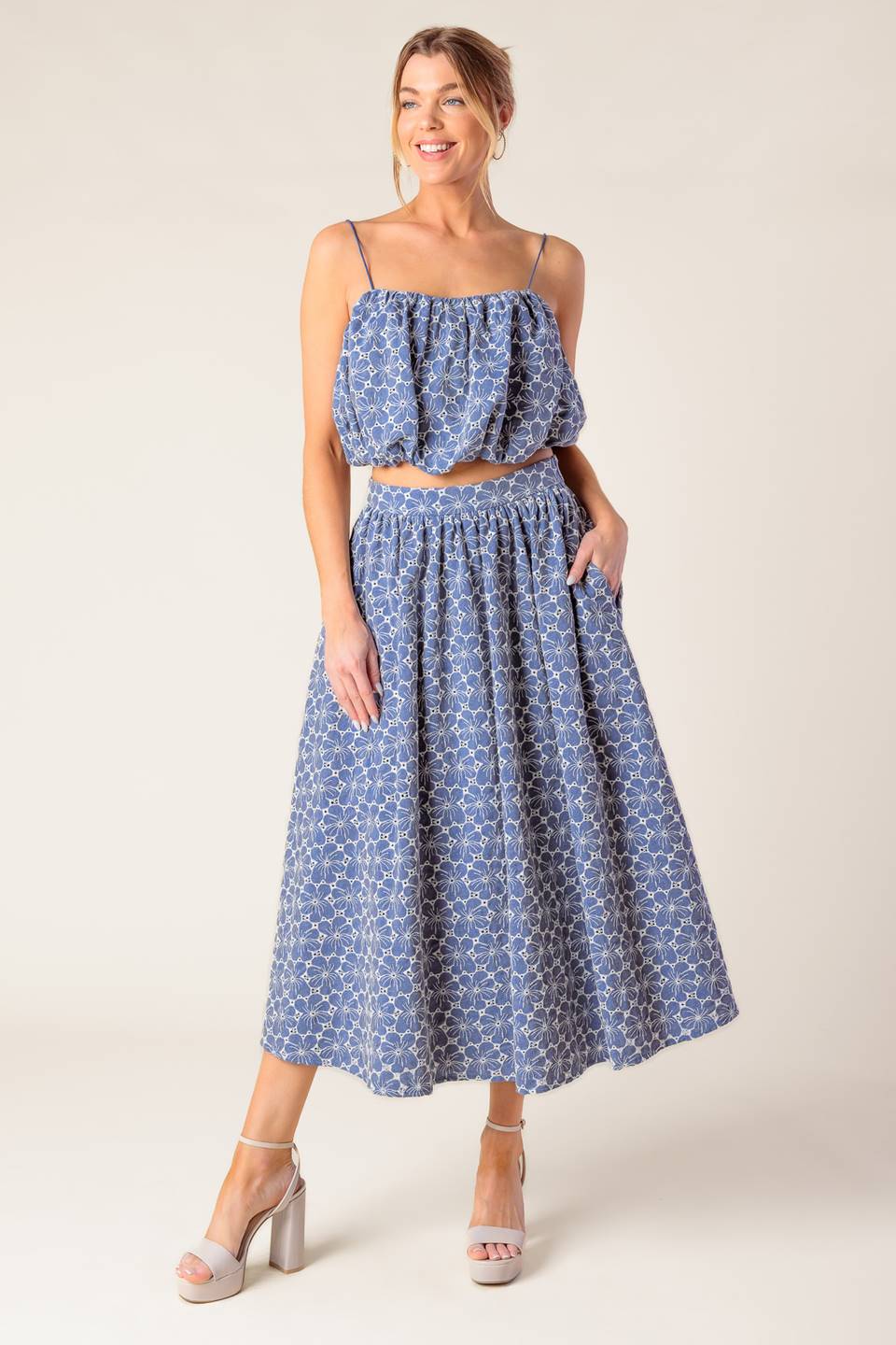 THE BEAUTY OF NOW TOP SKIRT SET CHAMBRAY