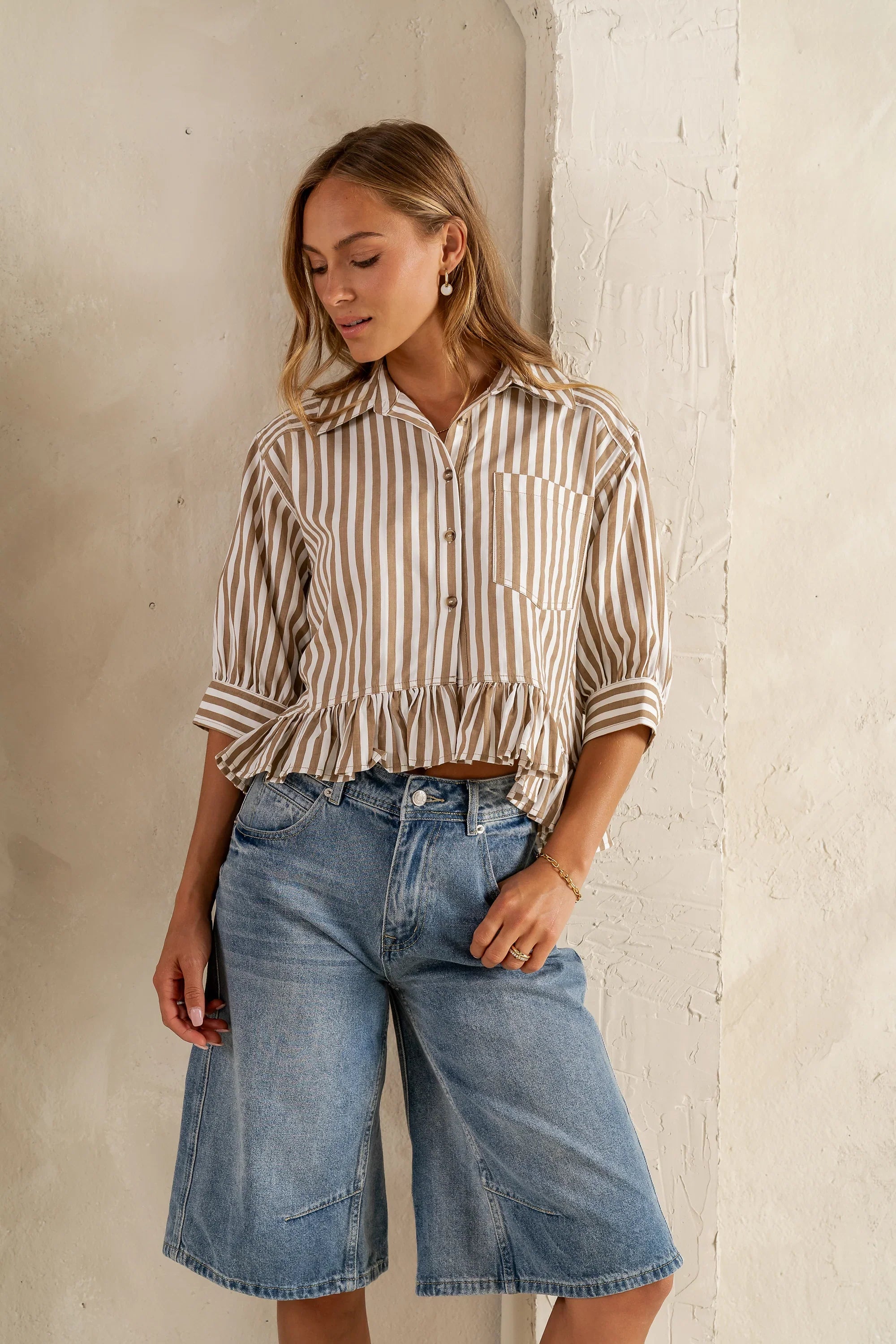 Alden Bermuda Shorts in Medium Wash FINAL SALE