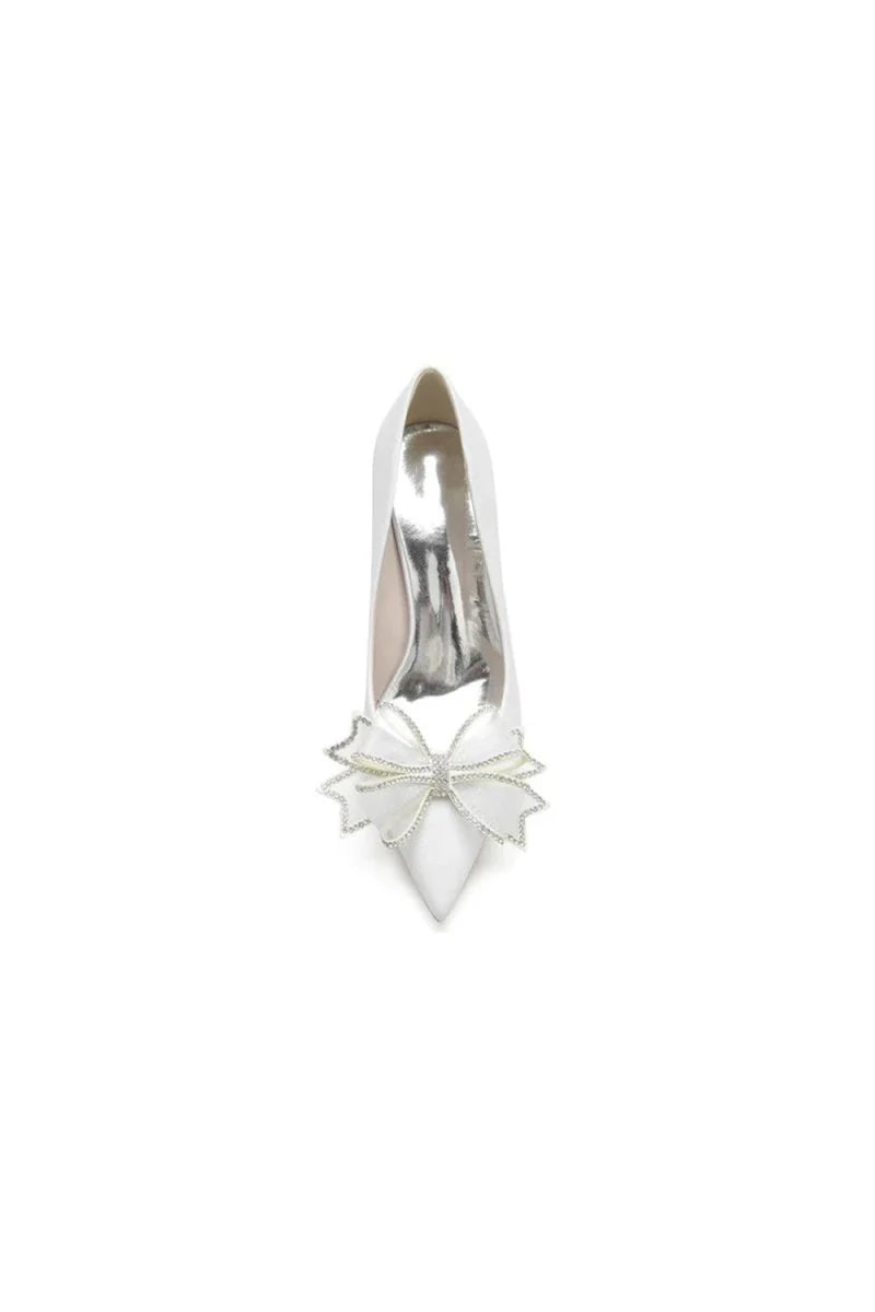 Womens Wedding Shoes Pointed Toe Stiletto Heels With Bow