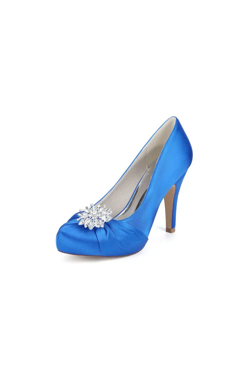 Silver High Heels with Crystal Bow Decoration