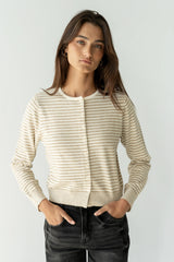 Edesse Striped Cardigan in Taupe