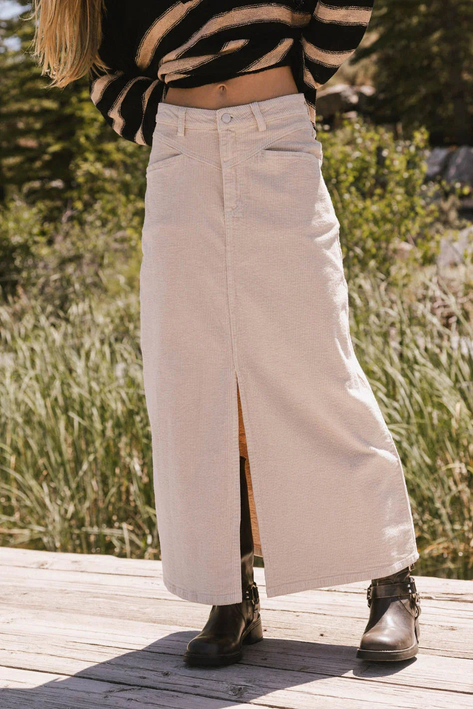 Sambria Corduroy Skirt in Khaki FINAL SALE