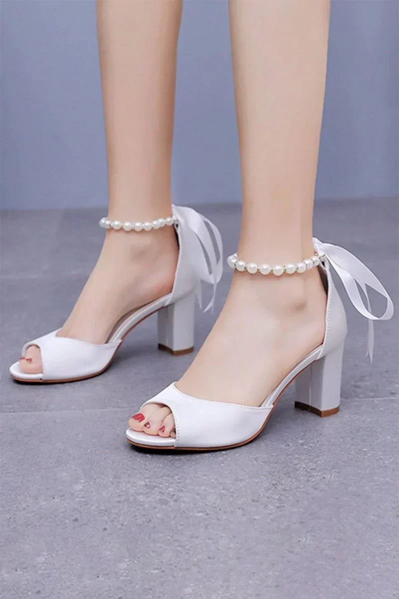 Peep Toe Chunky Heel Sandals with Buckle Straps