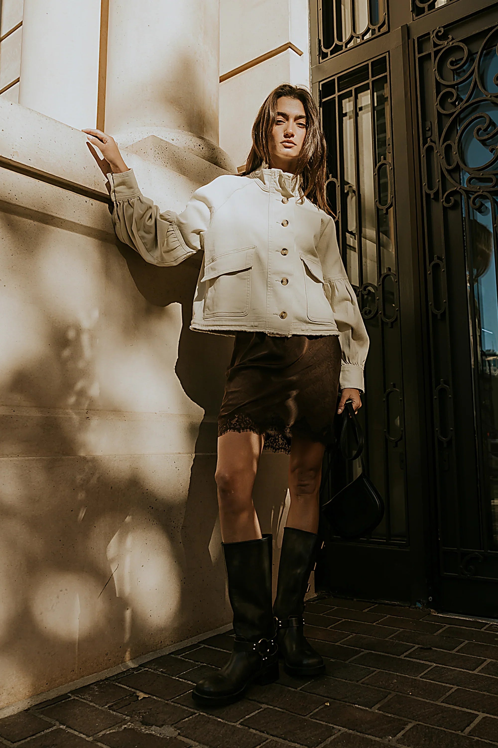 Sasha Denim Jacket in Cream FINAL SALE