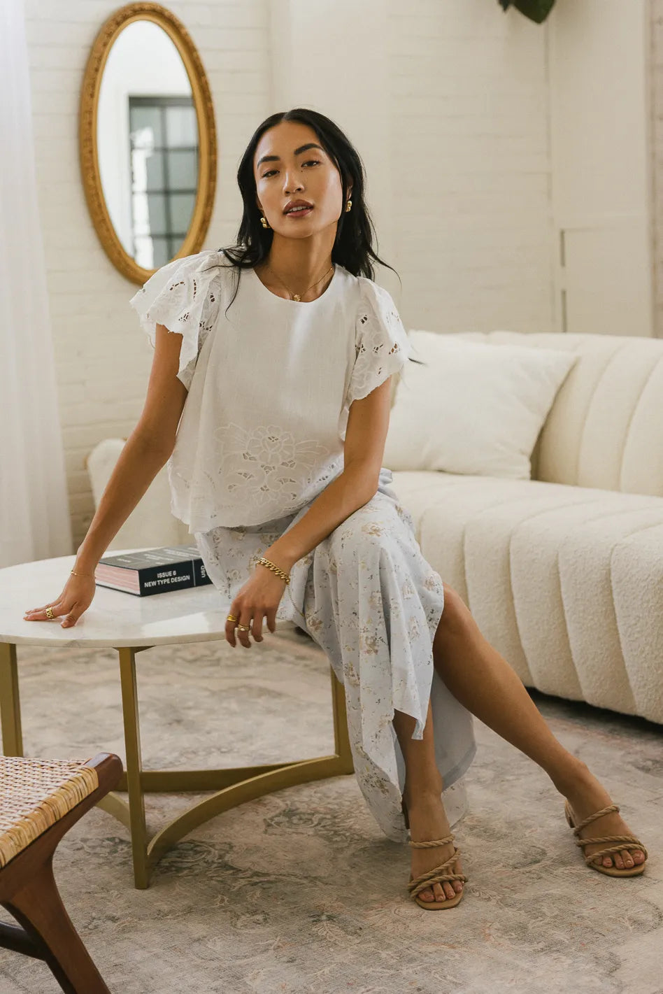 Myra Embroidered Blouse in Ivory FINAL SALE