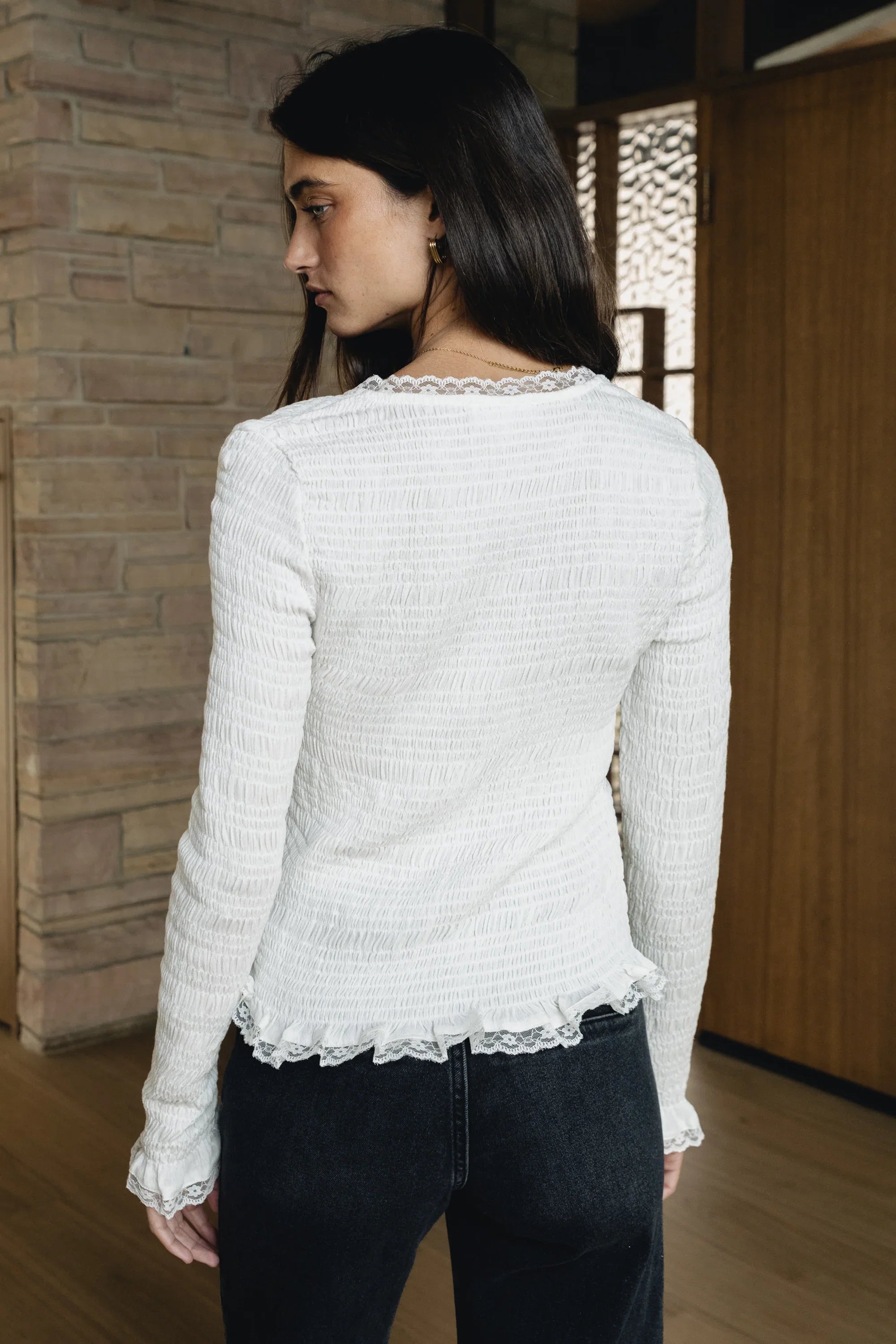 Warren Smocked Blouse in Ivory