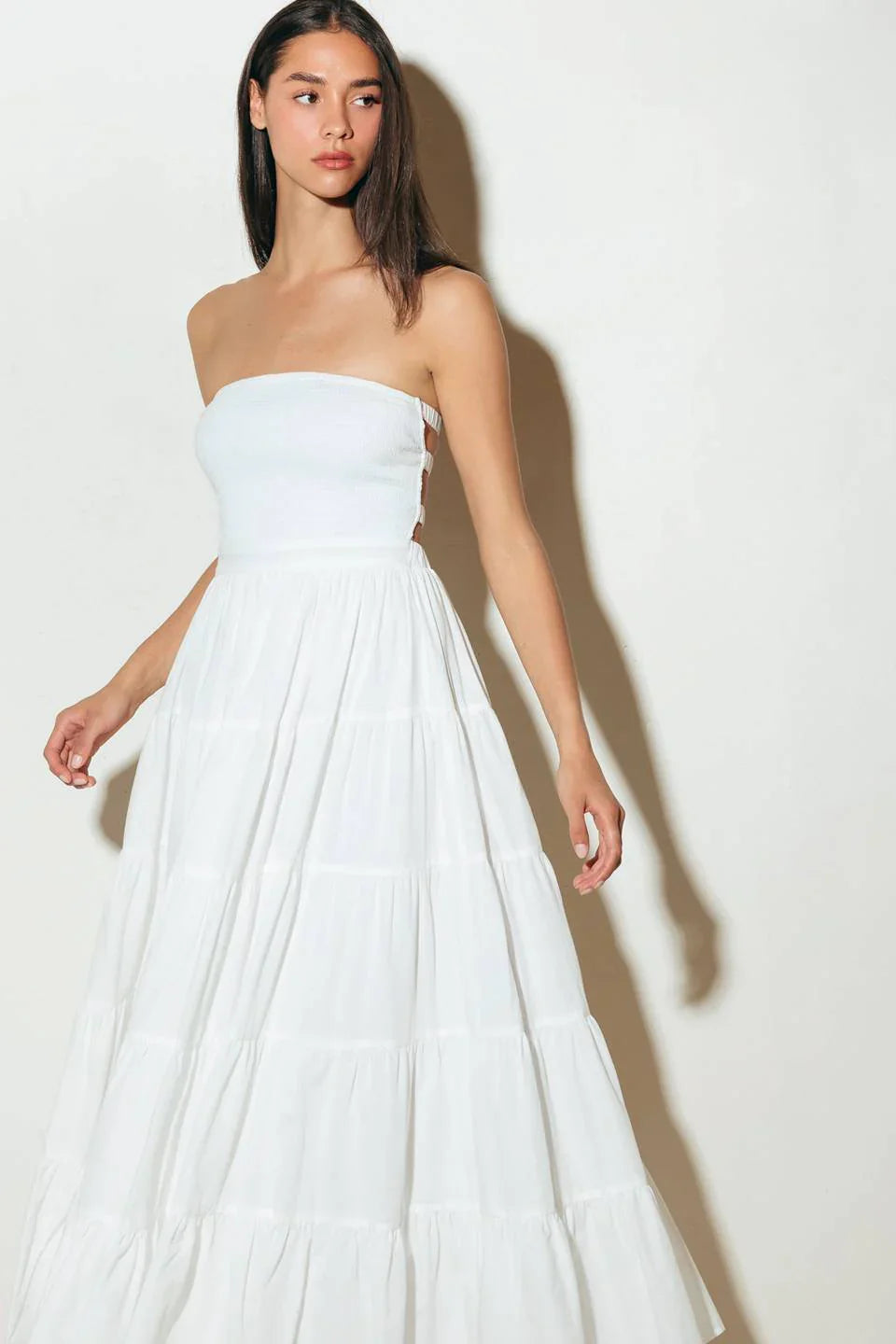 BREEZE OPEN BACK MIDI DRESS WHITE