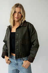 Krue Contrast Jacket in Olive FINAL SALE