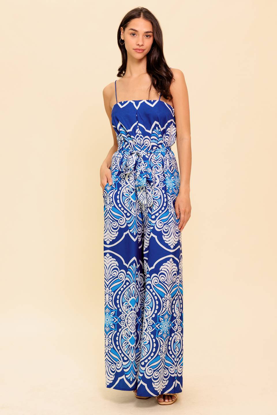 SELAH PRINTED JUMPSUIT NAVY