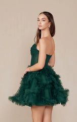 YVONNE RUFFLE SKIRT MINI DRESS EMERALD