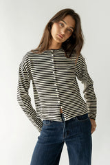 Julianne Striped Cardigan in Black