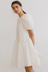 Maison Textured Mini Dress in White FINAL SALE
