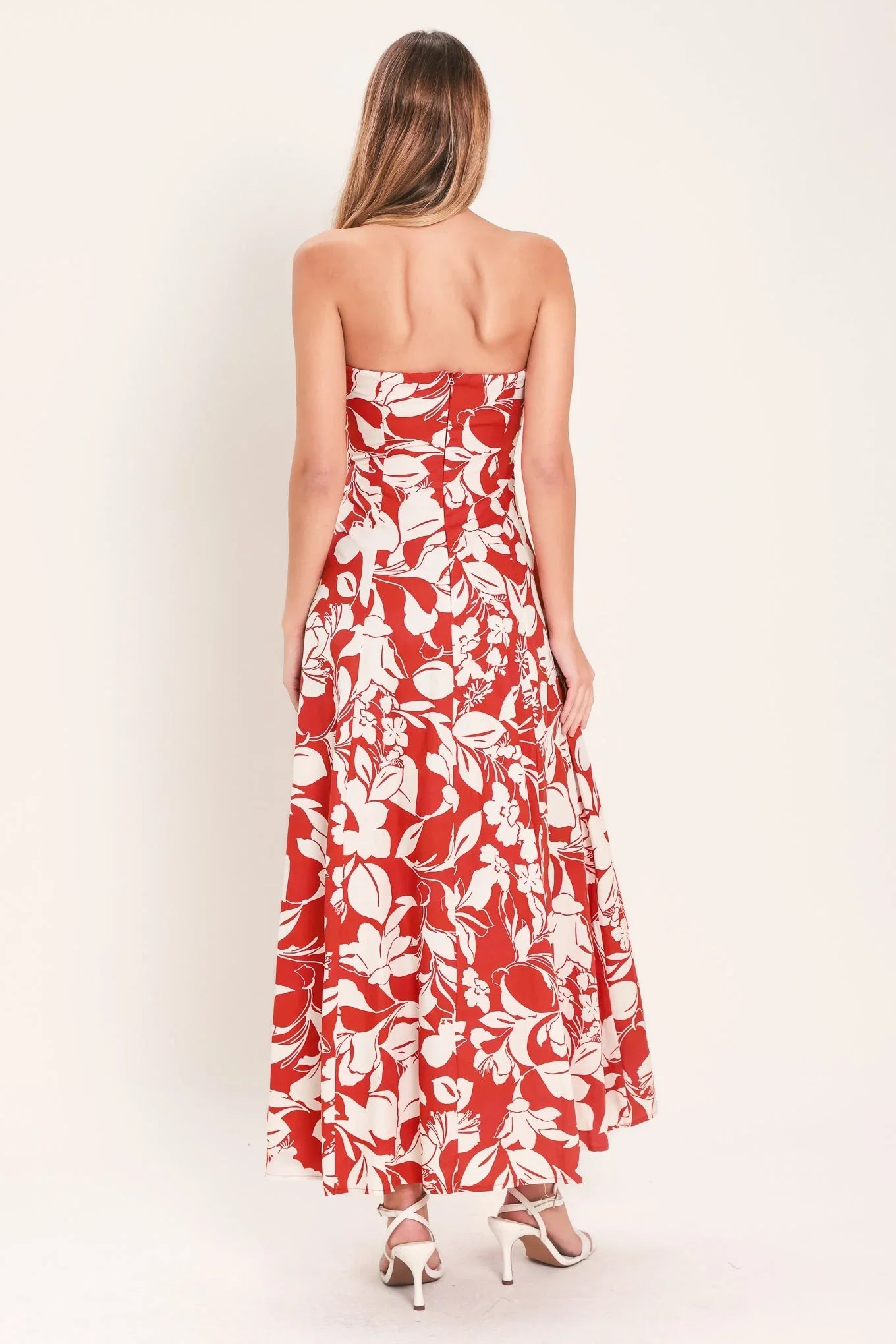 VIBRANT PETAL RED MIDI DRESS