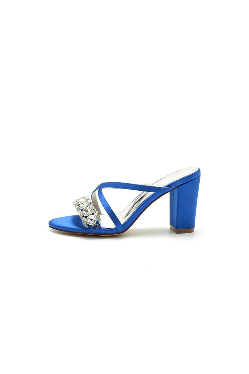 Sliver Open Toe Sandals with Rhinestone