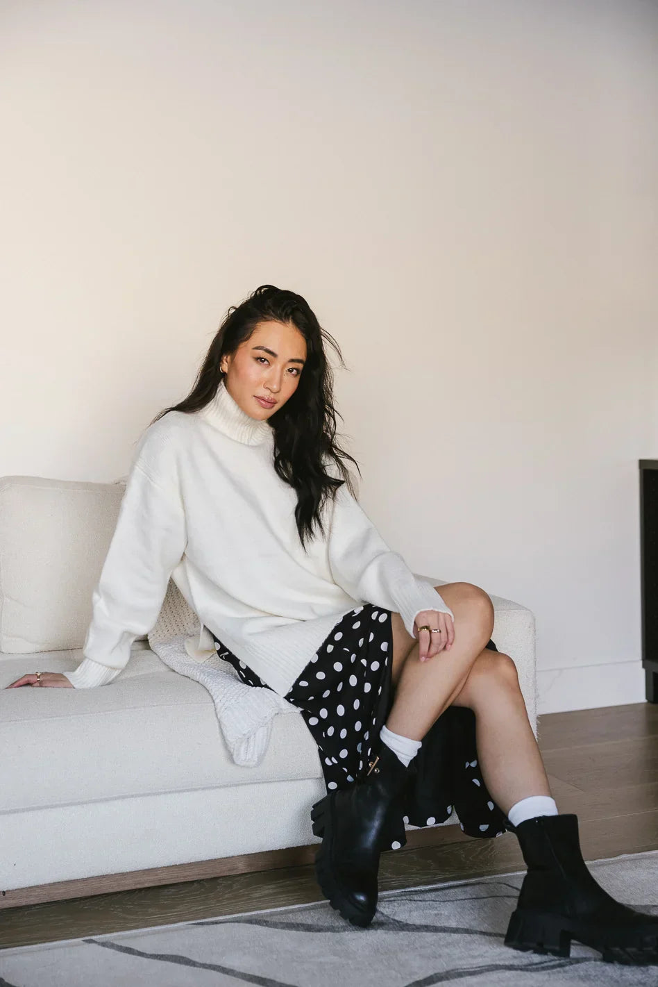 Gracie High Neck Sweater in Cream FINAL SALE
