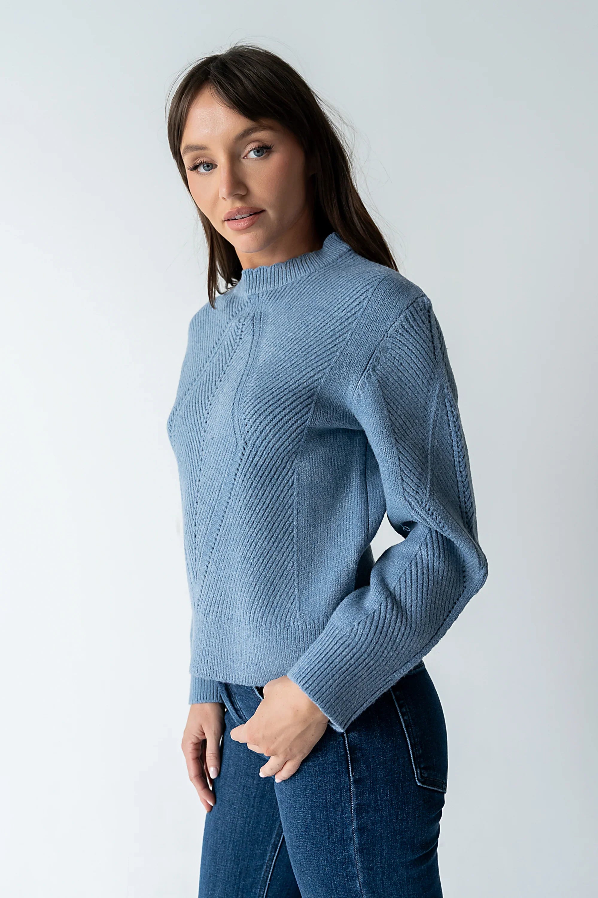 Bostyn Knit Sweater in Blue FINAL SALE