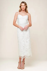 JOSEPHINE LACE MIDI DRESS OFF WHITE