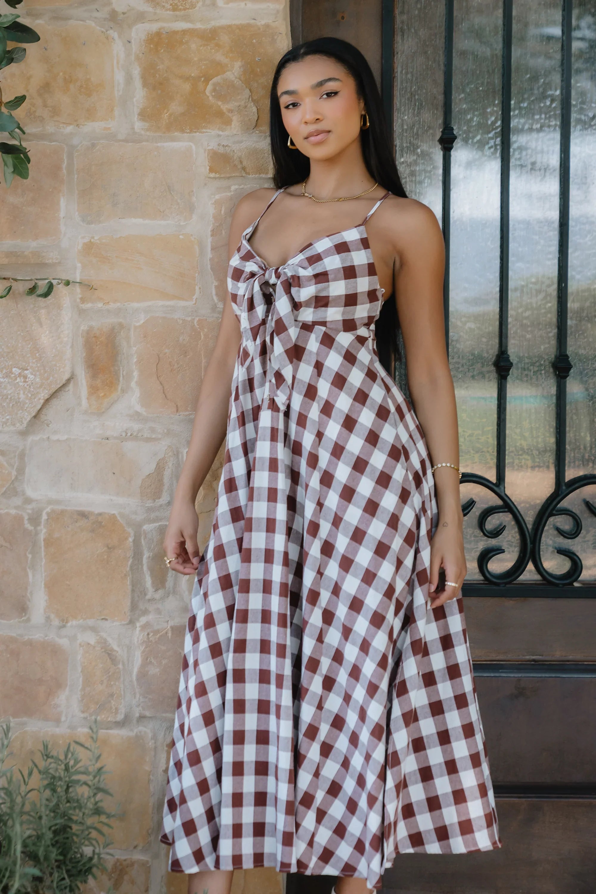 Mayzie Gingham Maxi Dress