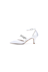 Pointed Toe Rhinestone Ankle Straps High Heels