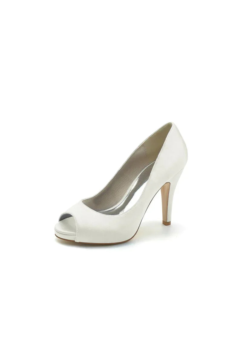 Peep Toe Slip on Satin Stiletto Heels