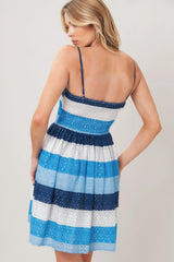 SHORELINE SWEET NAVY EYELET MINI DRESS
