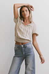 Pax Smocked Blouse in Sand FINAL SALE